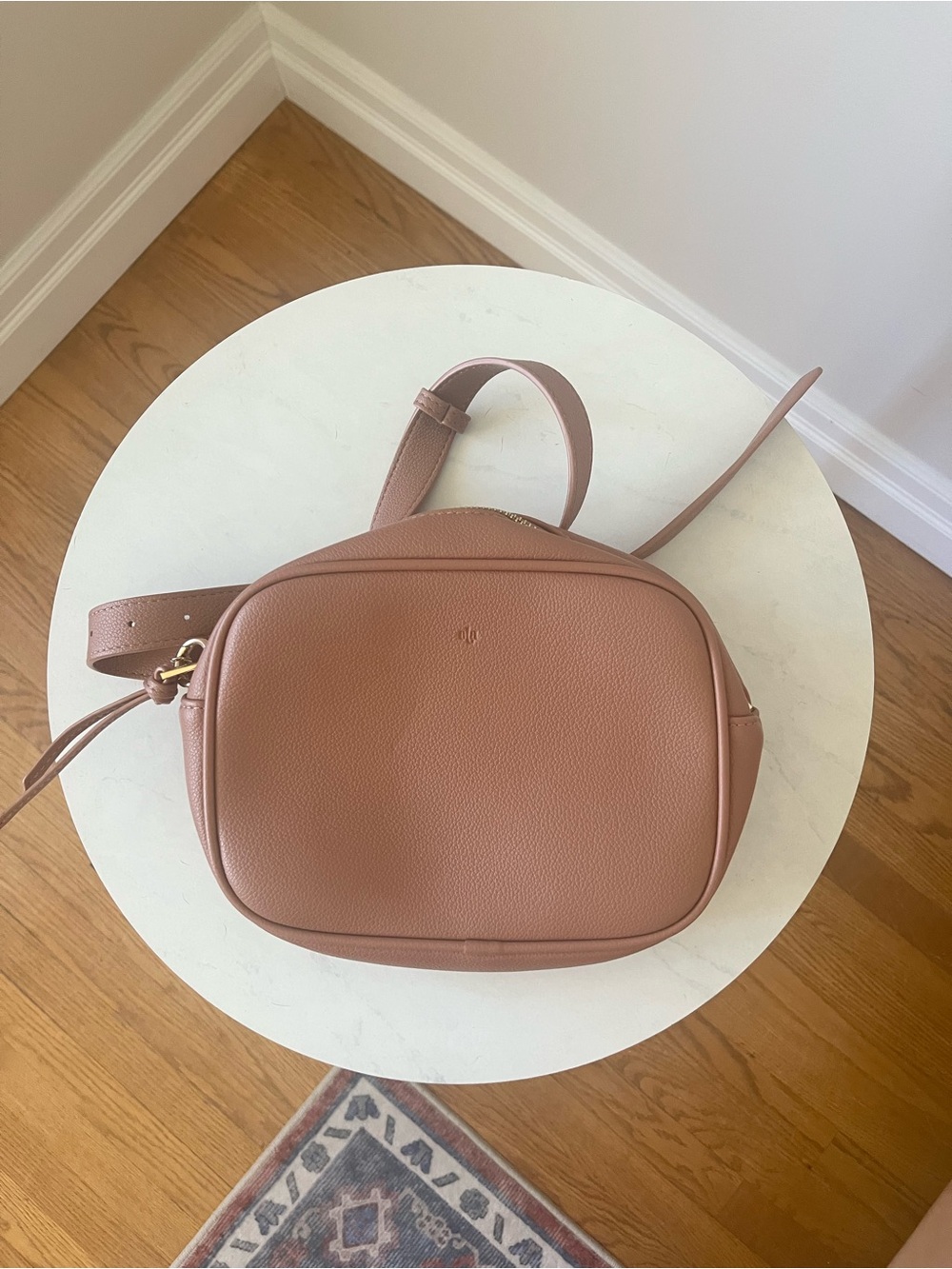 Faux leather Ela Crossbody Bag in Dusty Rose